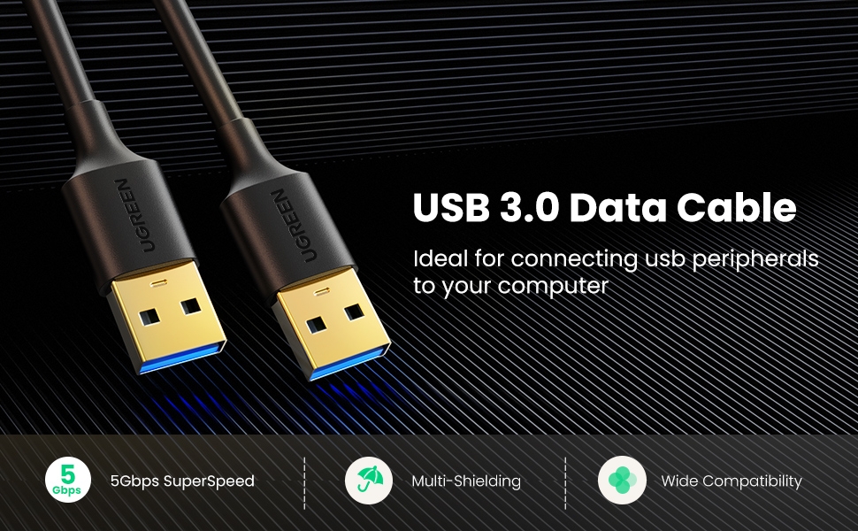 UGREEN USB Cable USB 3.0 A to USB A Cable Type A Male to Male 5Gbps Data Transfer Cord