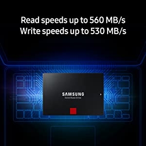 sequential read speeds up to 560 MB/s, sequential write speeds up to 530 MB/s